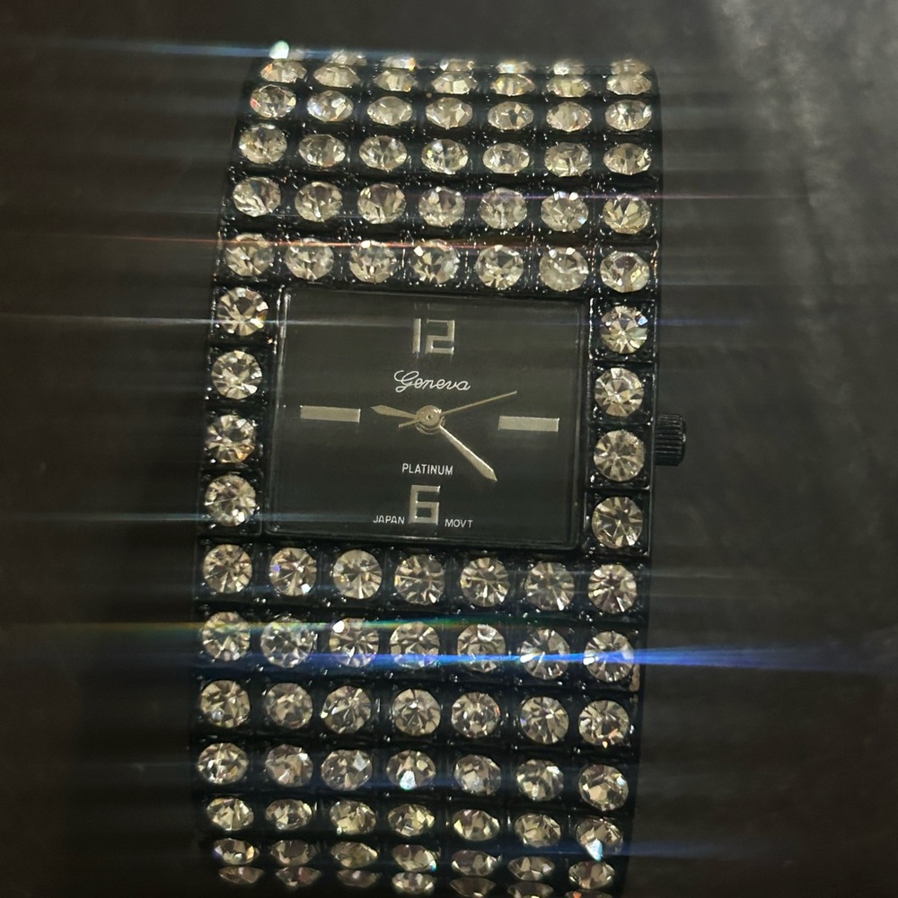 Geneva Platinum Crystal-Studded Watch